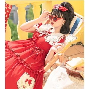 Strawberry Lolita Dress Bundle Full Set w/Accessories
